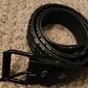 Black Studded Leather Belt 36-38